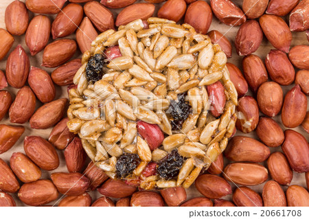 Candied peanuts sunflower seeds on peanuts. 20661708