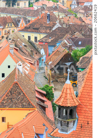 view of Sighisoara from the clock tower, Romania 20662419