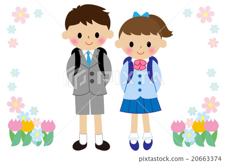 Elementary school student carrying a school bag 20663374