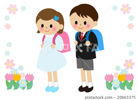 Elementary school student carrying a school bag 20663375