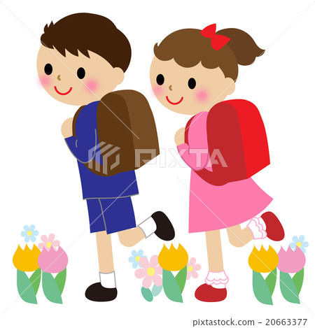 Elementary school student carrying a school bag 20663377