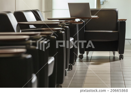 Empty Airport Seating Seats Chairs and Laptop  20665868