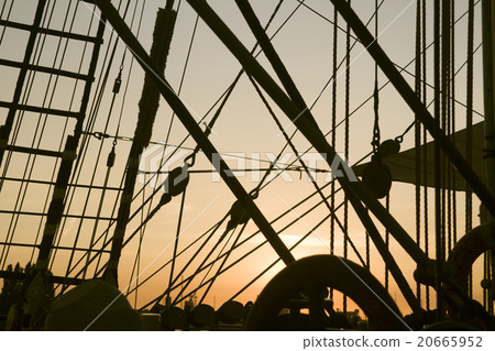 Ship's rigging in the sunset 20665952