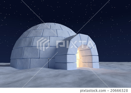 Igloo icehouse with warm light inside 20666328