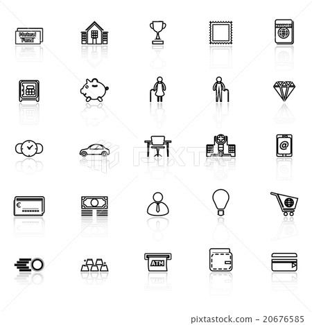 Personal financial line icons with reflect Personal financial line icons with reflect 20676585