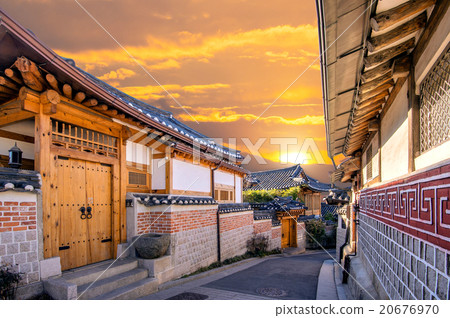 Bukchon Hanok Village,Traditional Korean style. 20676970
