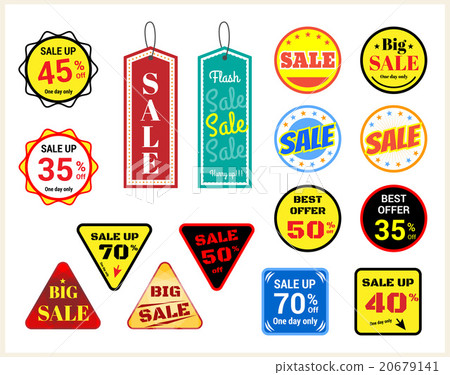 Set of retro promotion discount sale label 20679141