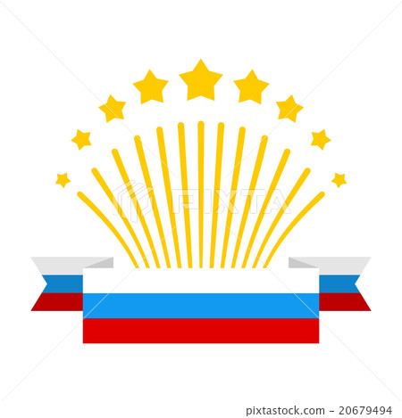 Salute and flag of Russia. Fireworks and Patriotic 20679494
