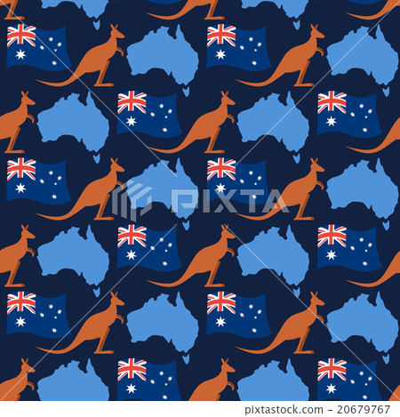 Australia day seamless ornament. Kangaroos flag Australia day seamless ornament. Kangaroos flag 20679767