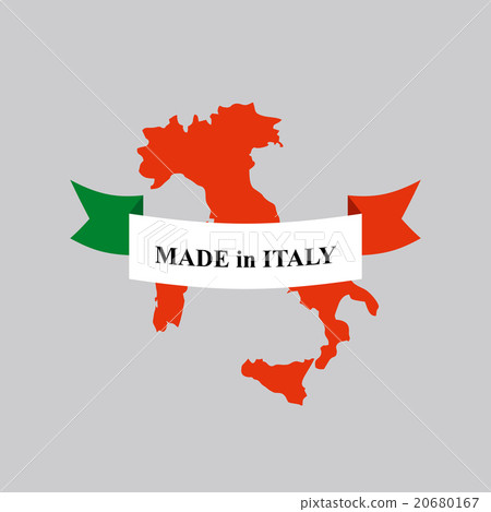 Made in Italy product logo. Map of Italy Ribbon - Stock Illustration  [20680167] - PIXTA