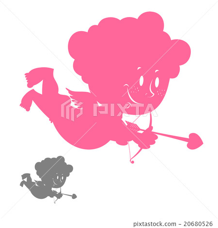 Cupid silhouette. Pink Angel with a smile. Cupid silhouette. Pink Angel with a smile. 20680526