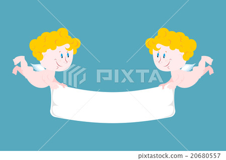 Two Angels hold White Ribbon. - Stock Illustration [20680557] - PIXTA