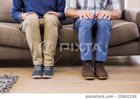 Gay couple relaxing on the couch 20682298