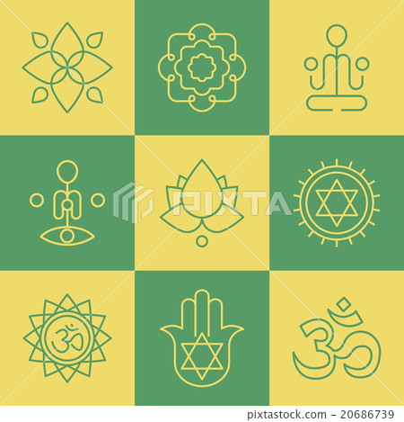 Vector yoga icons and line badges, graphic design Vector yoga icons and line badges, graphic design 20686739