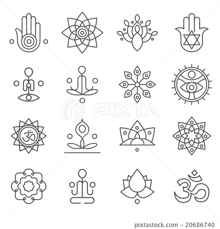 Vector yoga icons and line badges, graphic design 20686740