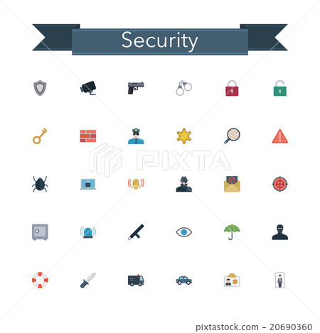 Security Flat Icons - Stock Illustration [20690360] - PIXTA
