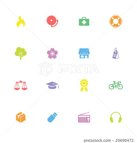 colorful simple flat icon set 6 - Stock Illustration [20690472] - PIXTA