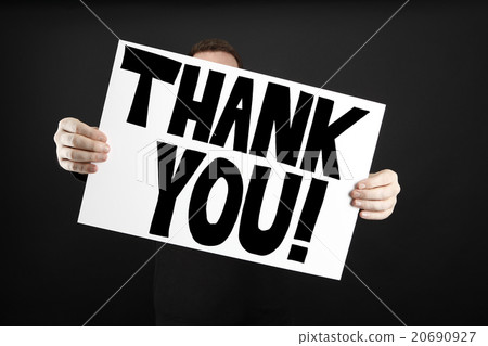 Man holding poster with thank you Man holding poster with thank you 20690927