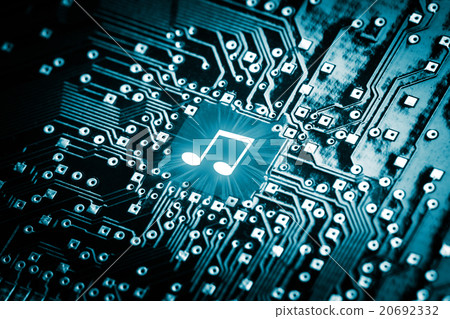 Music note on computer chip Music note on computer chip 20692332