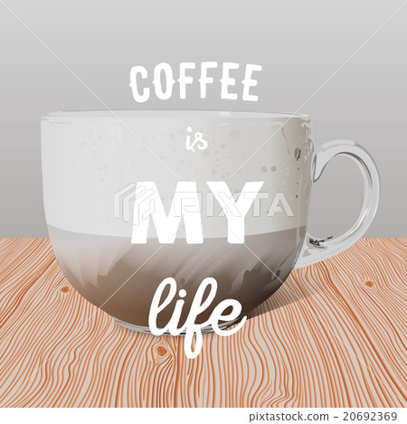 Realistic transparent glass cup of cappuccino 20692369