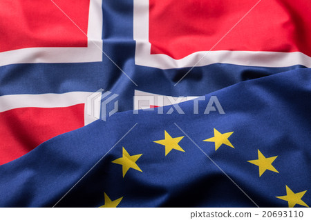 Flags of the Norway and the European Union. Flags of the Norway and the European Union. 20693110