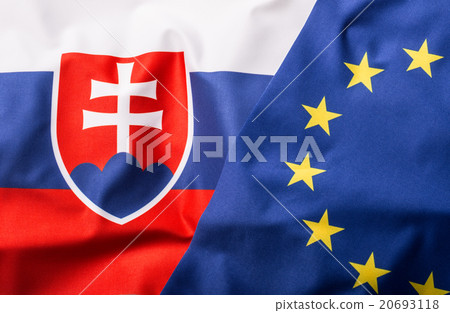 Flags of the Slovak Republic and the Europe Union 20693118
