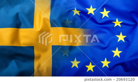Flags of the Sweden and the European Union. 20693120