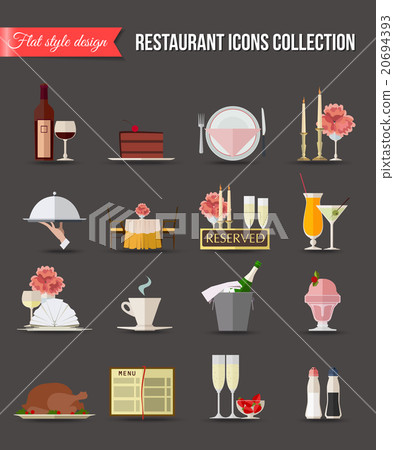 Restaurant icons set. Flat style design. Vector Restaurant icons set. Flat style design. Vector 20694393