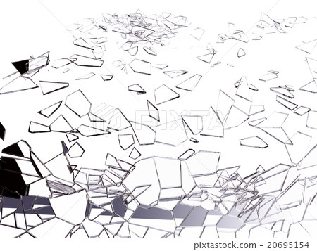 Shattered and broken glass on white Shattered and broken glass on white 20695154