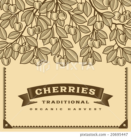 Retro cherry harvest card brown Retro cherry harvest card brown 20695447