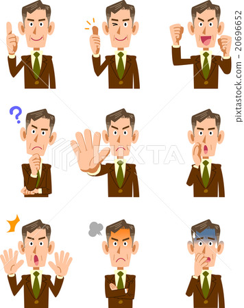 Nine-year businessman 9 kinds of gestures and facial expressions Nine-year businessman 9 kinds of gestures and facial expressions 20696652