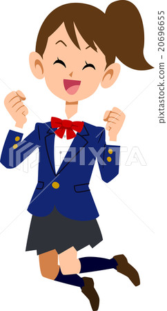 學生的女孩衣服高興地跳 學生的女孩衣服高興地跳 20696655