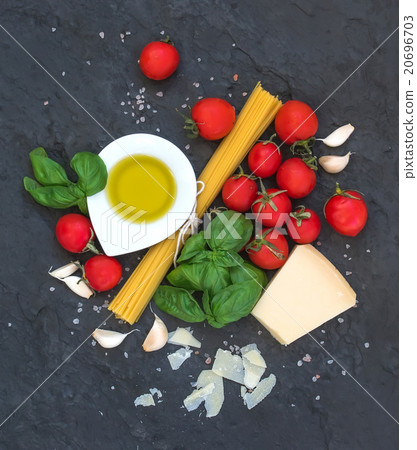 Ingredients for cooking pasta. Spaghetti, olive Ingredients for cooking pasta. Spaghetti, olive 20696703