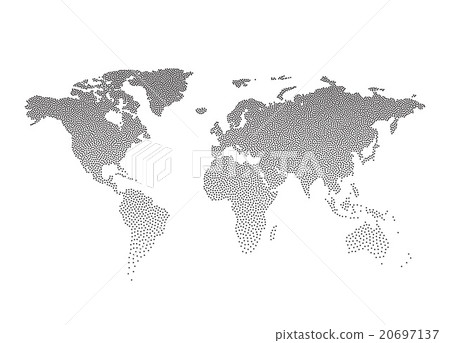 Black Dotted world map. Vector illustration 20697137