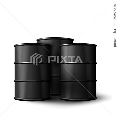 Three Realistic Black Metal of Oil Barrels Three Realistic Black Metal of Oil Barrels 20697810