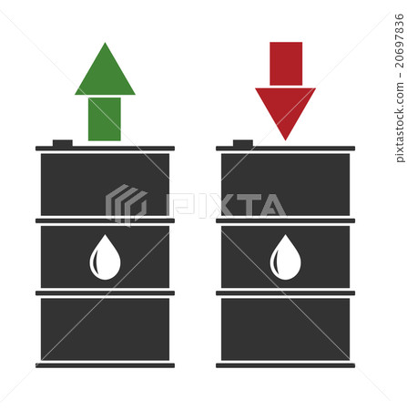 black oil barrel with red and green arrows on black oil barrel with red and green arrows on 20697836