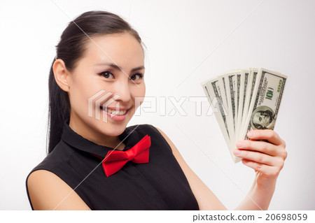 Young asian businesswoman with money Young asian businesswoman with money 20698059