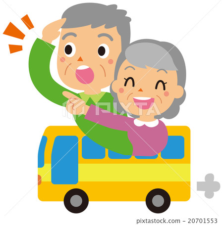 An old couple riding a bus 20701553
