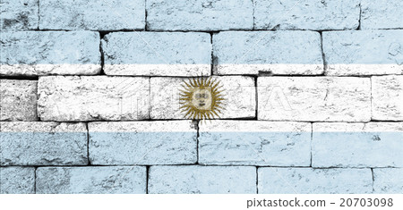 Flag of Argentina on old brick wall. 20703098