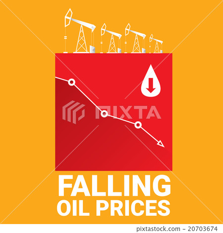 Oil price falling down graph illustration. vector  20703674