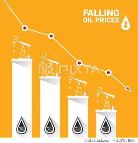 Oil price falling down graph illustration. vector  20703696