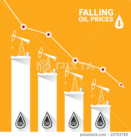 Oil price falling down graph illustration. vector - Stock Illustration ...