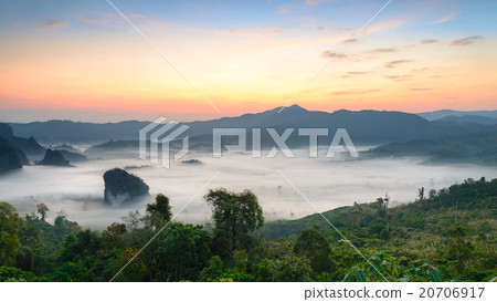 Morning mist at Phu Lang Ka, Phayao, Thailand Morning mist at Phu Lang Ka, Phayao, Thailand 20706917