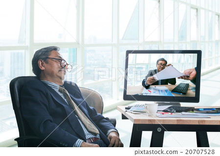 business man asleeping in office working time business man asleeping in office working time 20707528