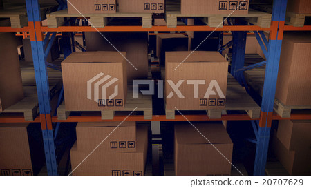 Warehouse interior with racks and crates - Stock Illustration [20707629 ...