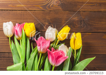 Bouquet Of Tulips In Front Of Spring Scene Bouquet Of Tulips In Front Of Spring Scene 20709113