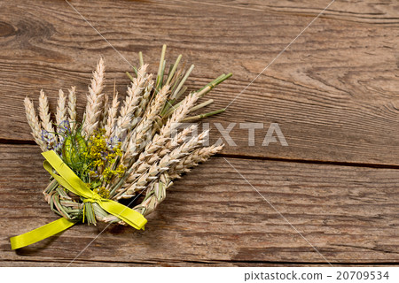 bundle of wheat with flower and band bundle of wheat with flower and band 20709534