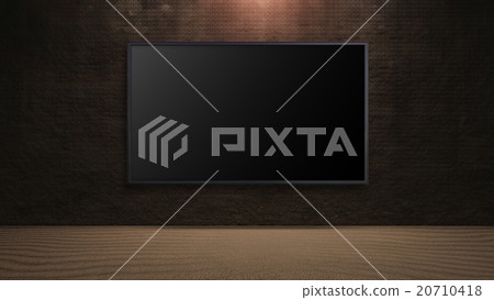 led television on dark rock wall background led television on dark rock wall background 20710418