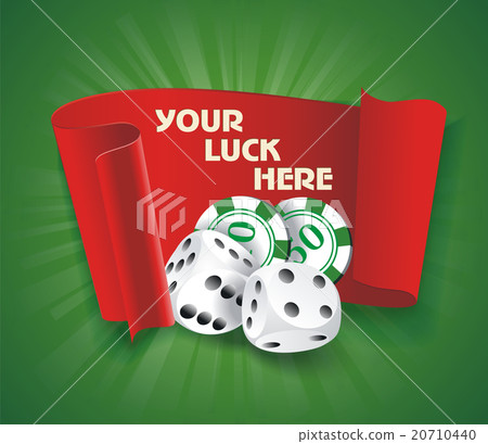 Casino background with, chips, craps and banner. Casino background with, chips, craps and banner. 20710440