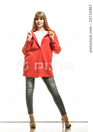 Full length fashion woman in red coat. Full length fashion woman in red coat. 20710967